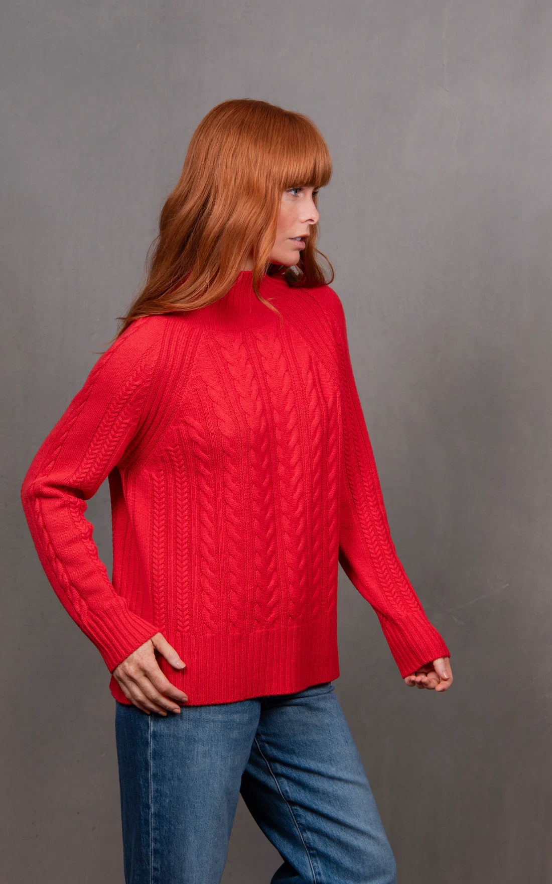 Cable Raglan Pullover -Cayenne - Presence Hamilton