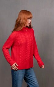 Cable Raglan Pullover -Cayenne - Presence Hamilton