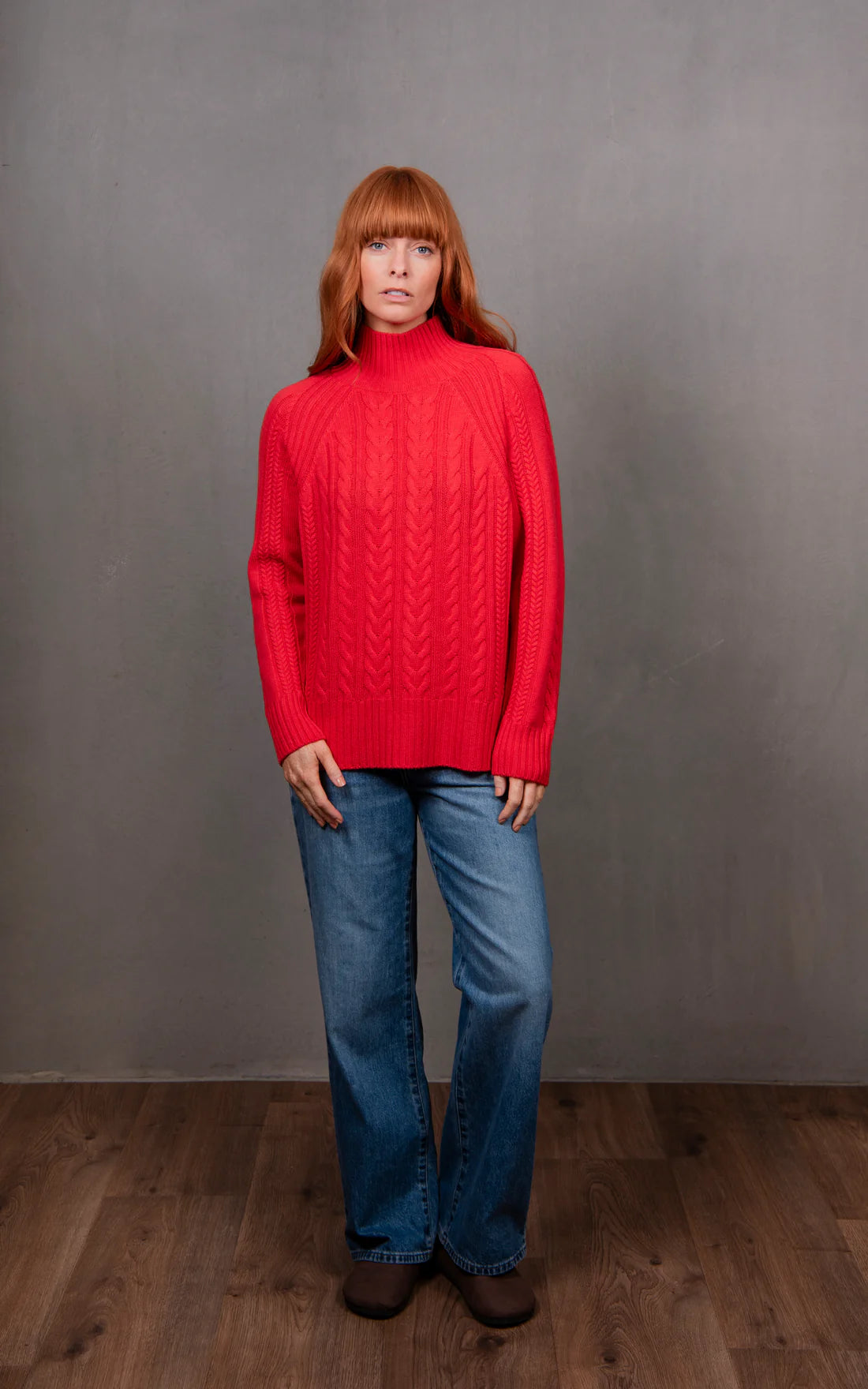 Cable Raglan Pullover -Cayenne - Presence Hamilton