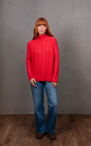 Cable Raglan Pullover -Cayenne - Presence Hamilton