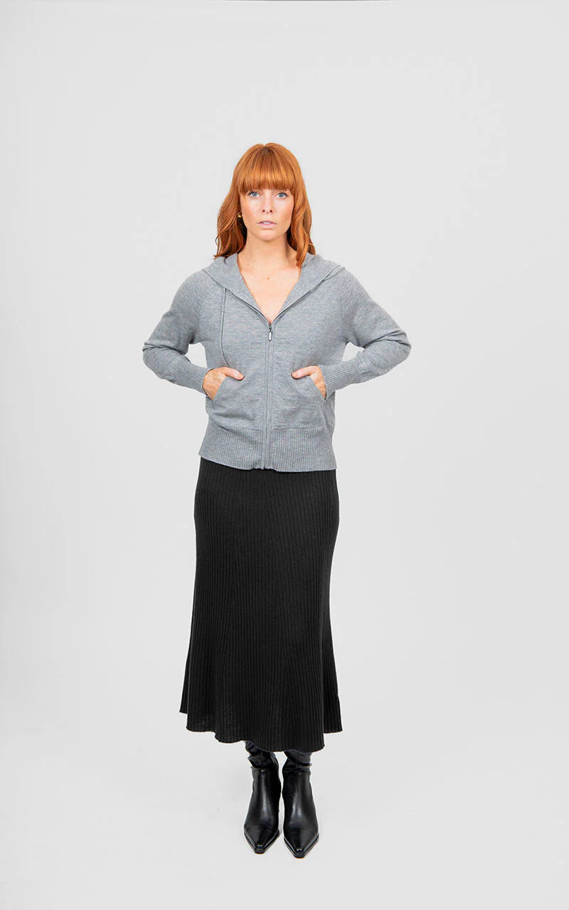 Sophie Wool Flared Skirt - Black - Presence Hamilton