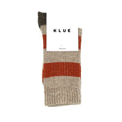 KLUE Merino Wool Sock- Beige & Orange Stripe