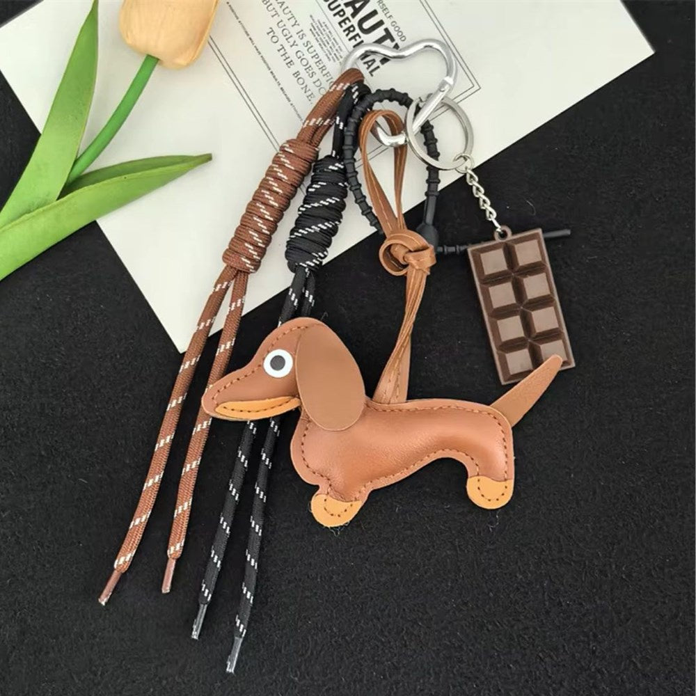 Sausage Dog Bag Charm- Camel