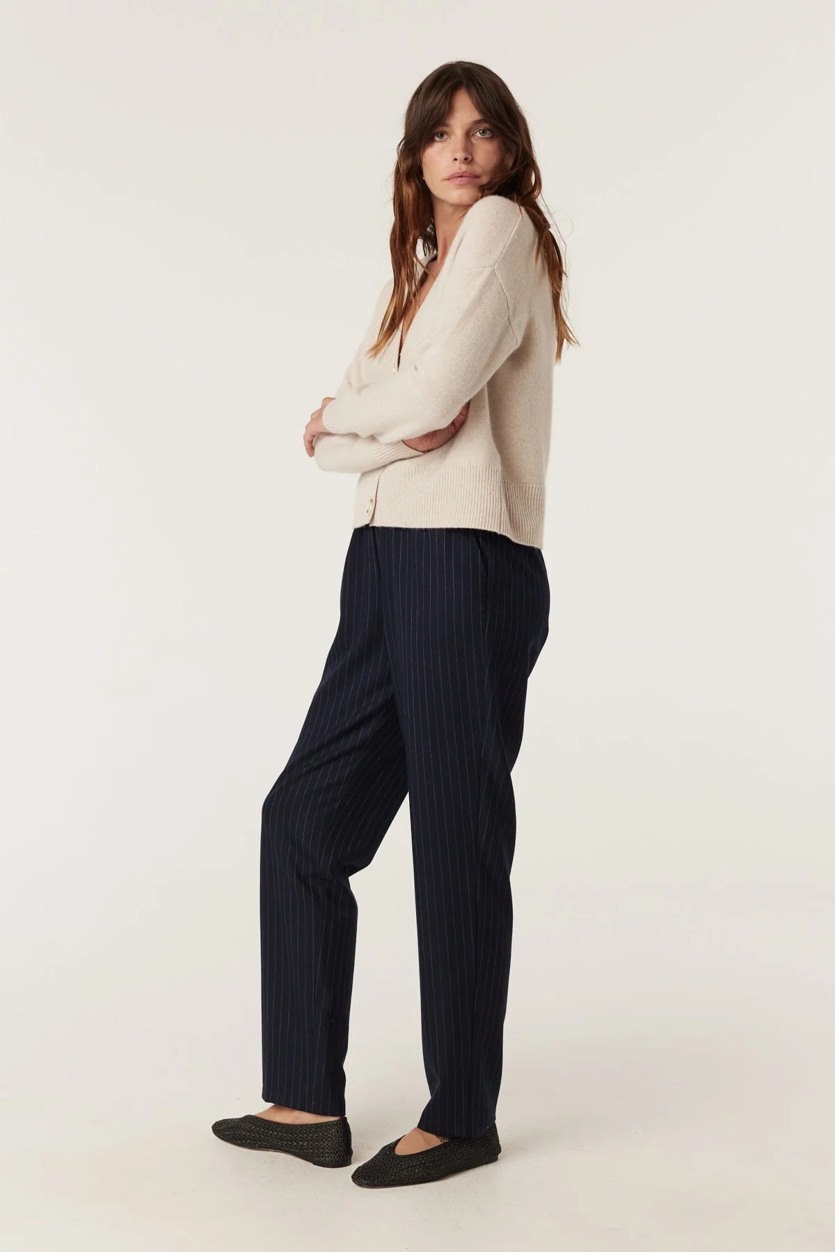 Vincent Wool Pant - Navy Stripe - Presence Hamilton