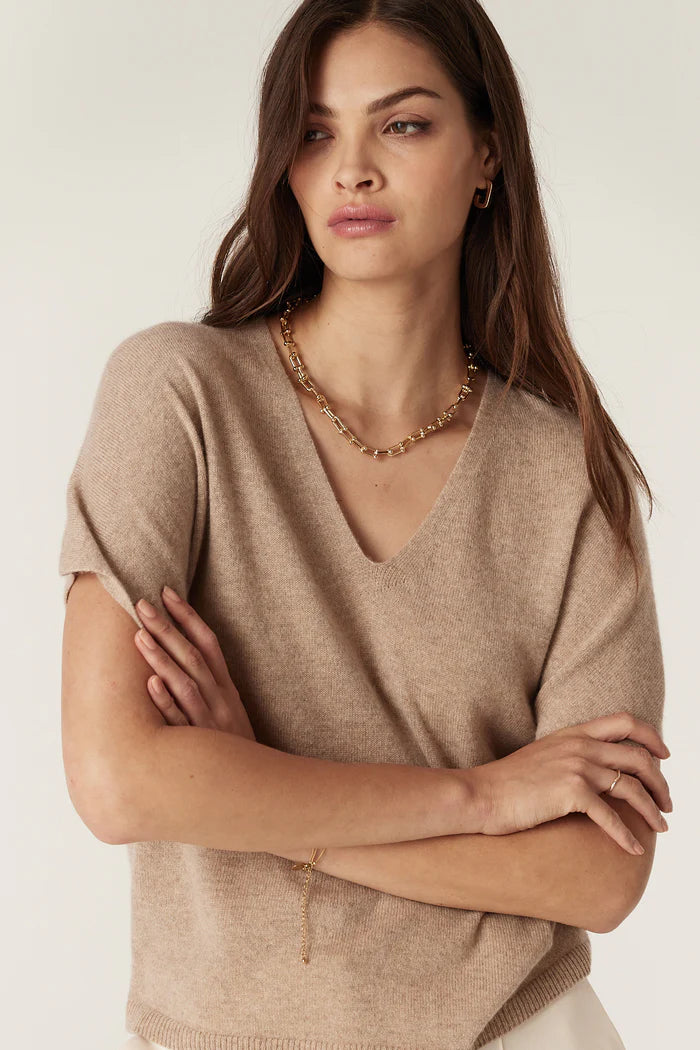 Cashmere Relaxed Top - Biscuit
