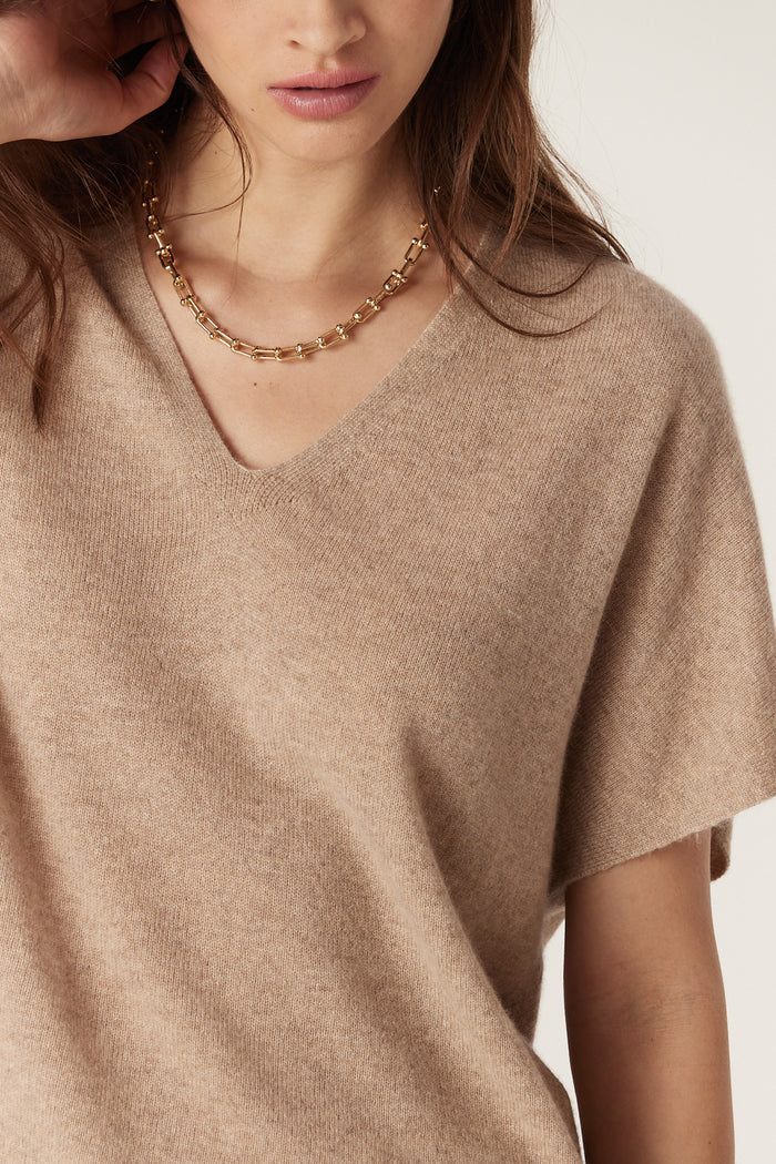 Cashmere Relaxed Top - Biscuit