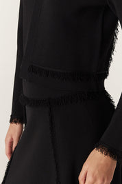 Crepe Fringe Skirt - Black - Presence Hamilton