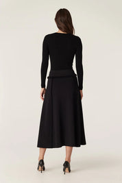Crepe Fringe Skirt - Black - Presence Hamilton