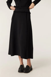 Crepe Fringe Skirt - Black - Presence Hamilton