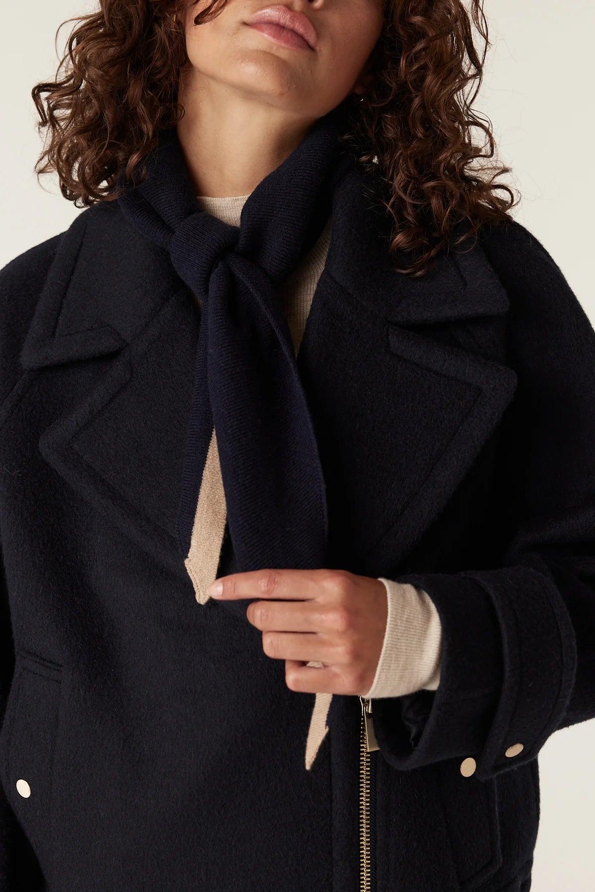 Cashwool Neck Scarf -Navy - Presence Hamilton