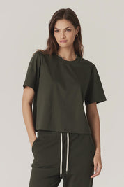 Pima Boxy Tee - Forest Green