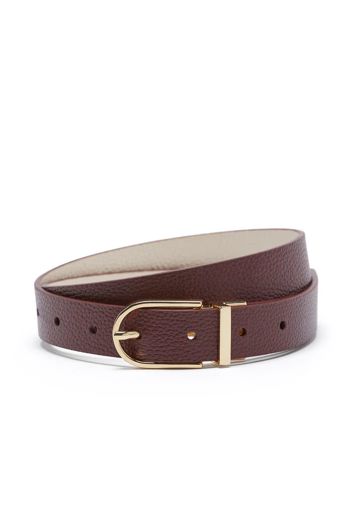 Reversible Belt -Ecru & Port - Presence Hamilton