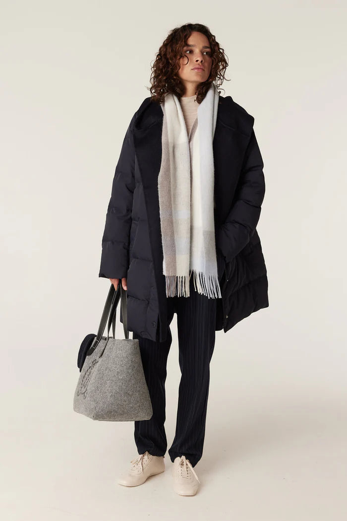Pure Wool Scarf - Blue Check - Presence Hamilton
