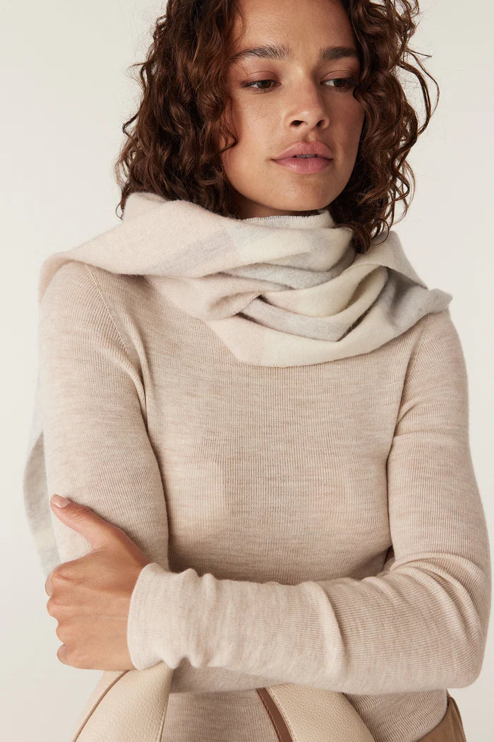 Pure Wool Scarf - Blush Check - Presence Hamilton