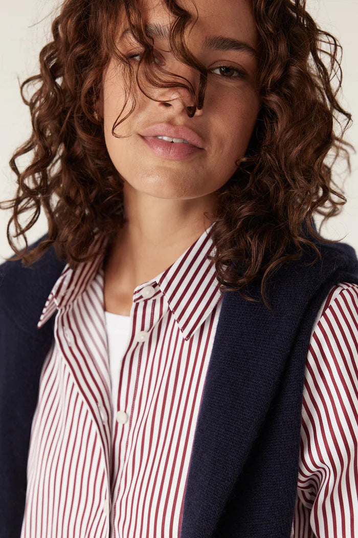 Henri Stripe Shirt - Red Stripe - Presence Hamilton