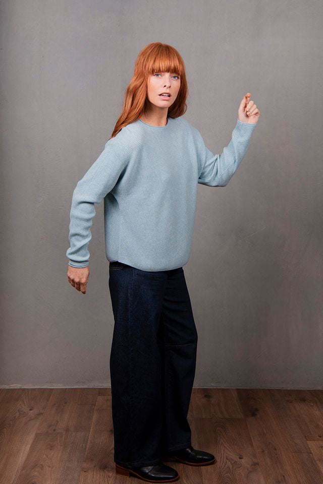 Dolman Ribbed Pullover - Aquamarine - Presence Hamilton
