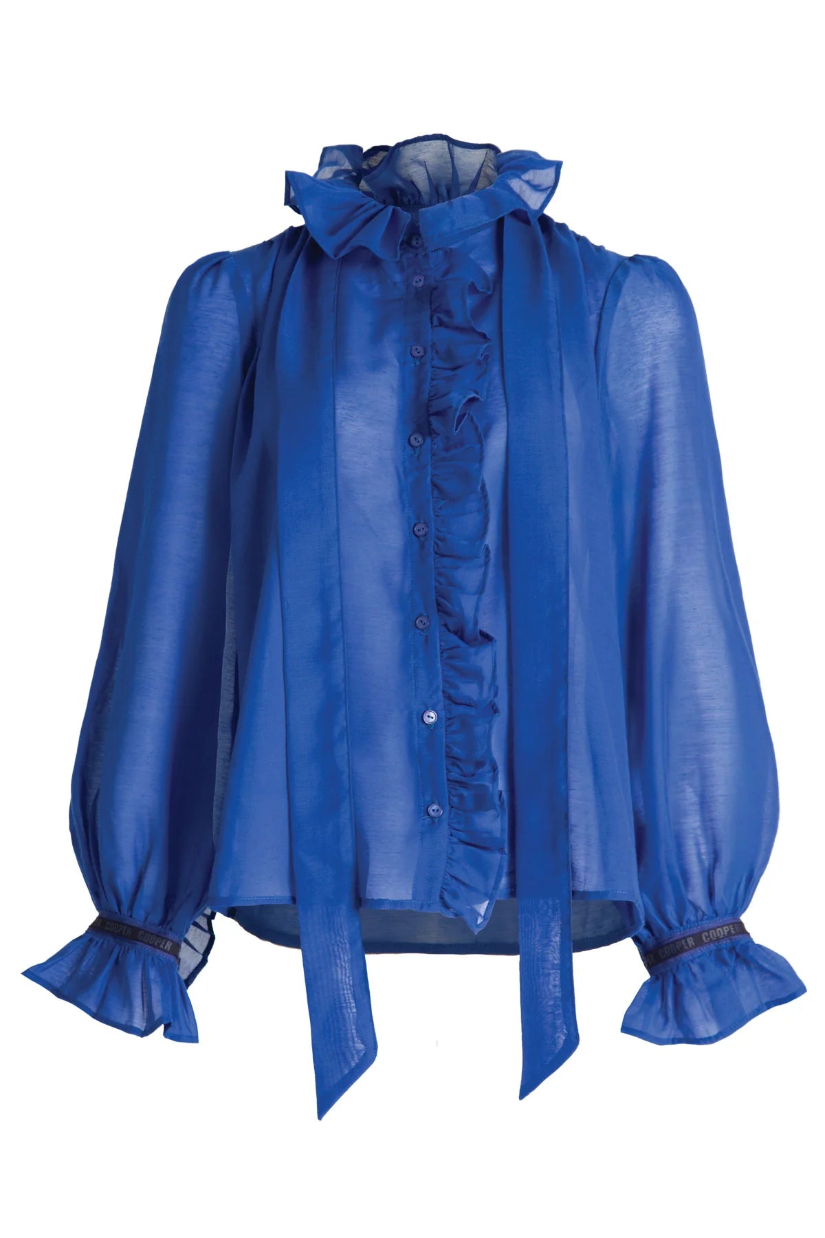 Ruffle Act Blouse - Cobalt
