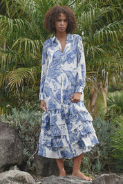 Frill-er Instinct Dress- Blue & White