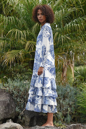 Frill-er Instinct Dress- Blue & White