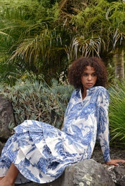 Frill-er Instinct Dress- Blue & White