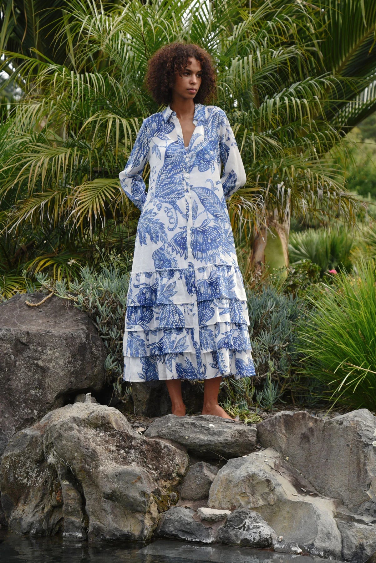 Frill-er Instinct Dress- Blue & White