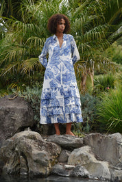 Frill-er Instinct Dress- Blue & White