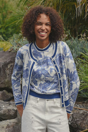 Feeling Blue-Tiful Cardigan- Blue & White