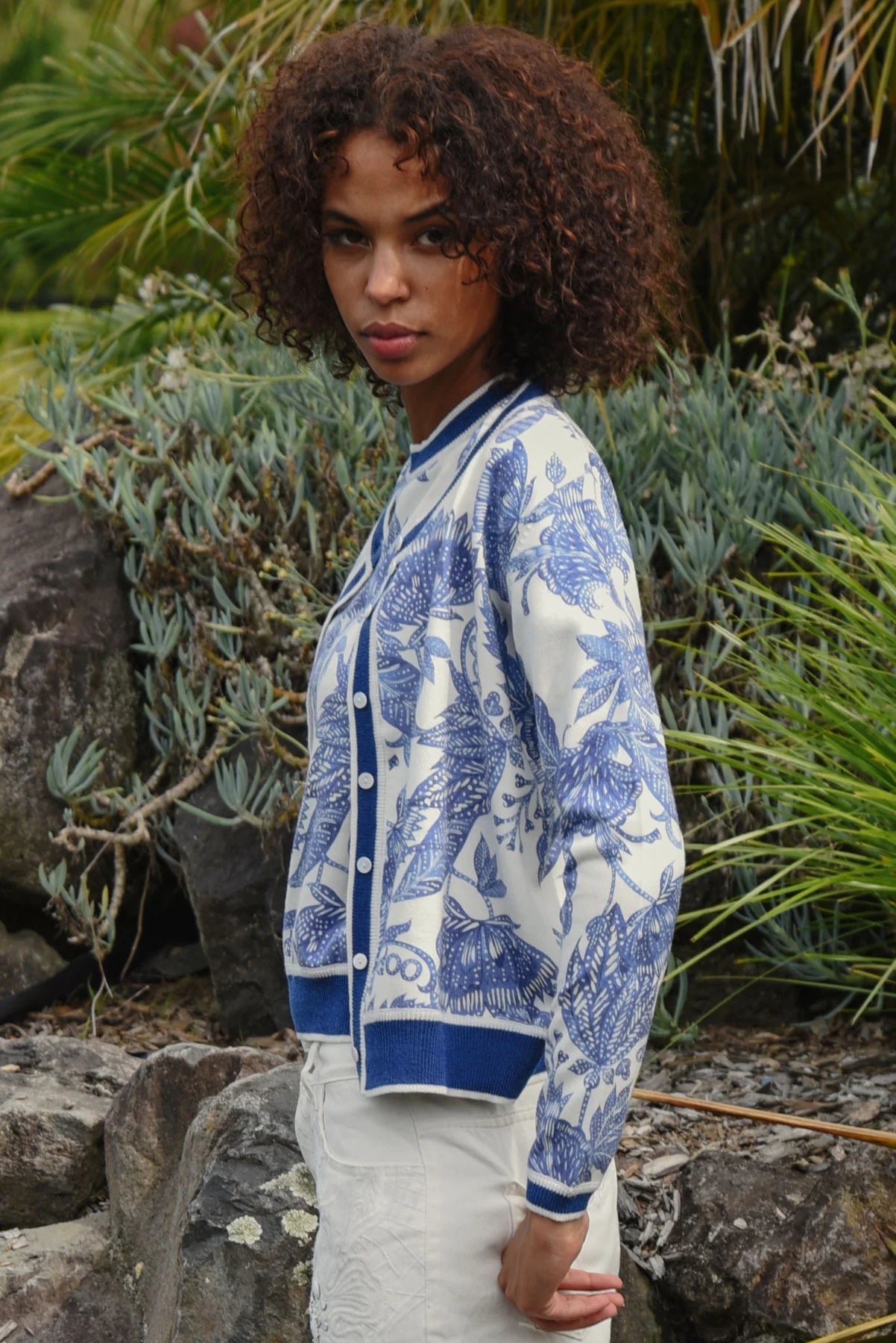 Feeling Blue-Tiful Cardigan- Blue & White