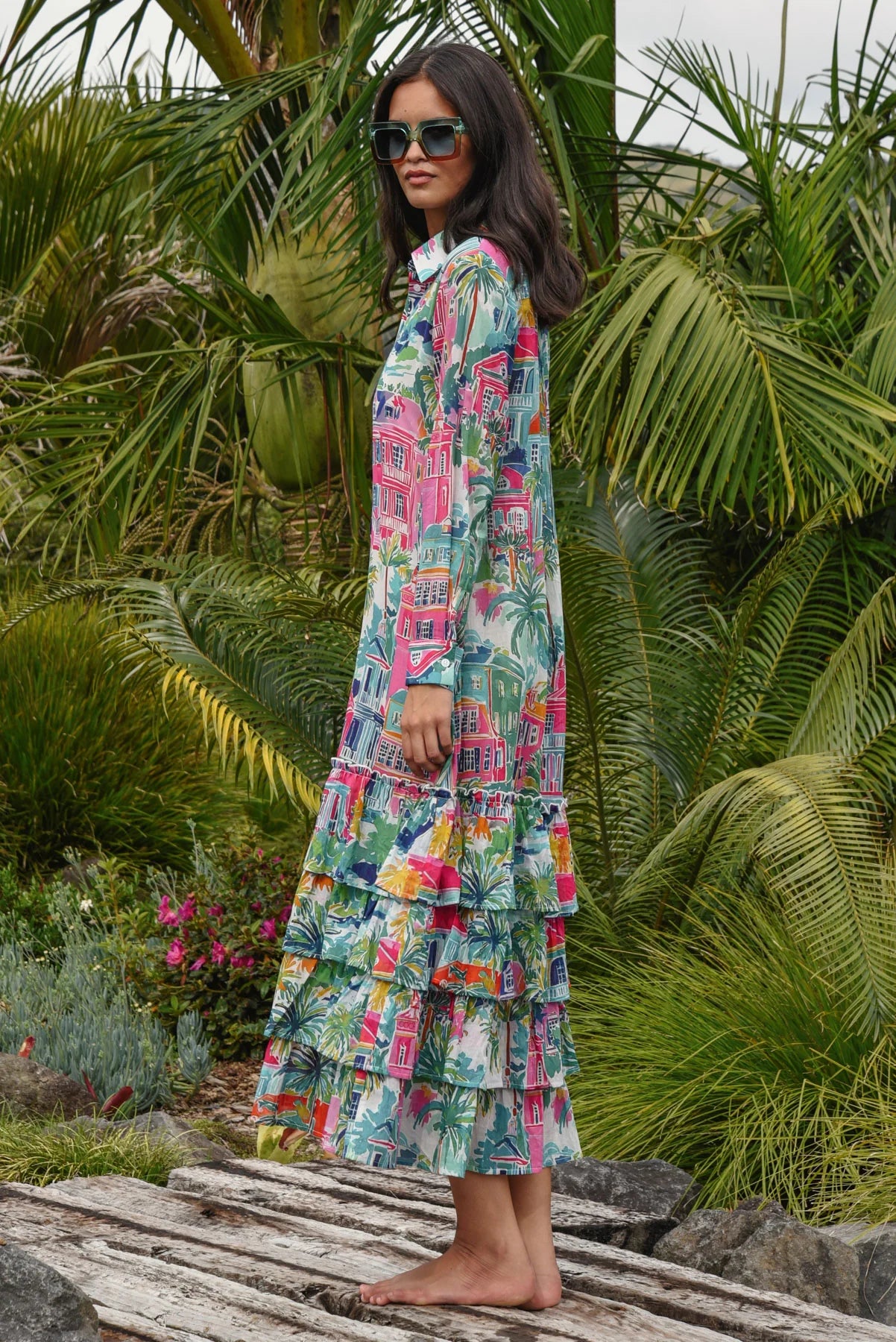 Frill-er Instinct Dress- Teal Print