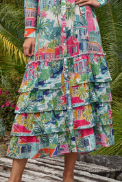 Frill-er Instinct Dress- Teal Print