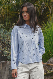 Heart Line Shirt-  Blue