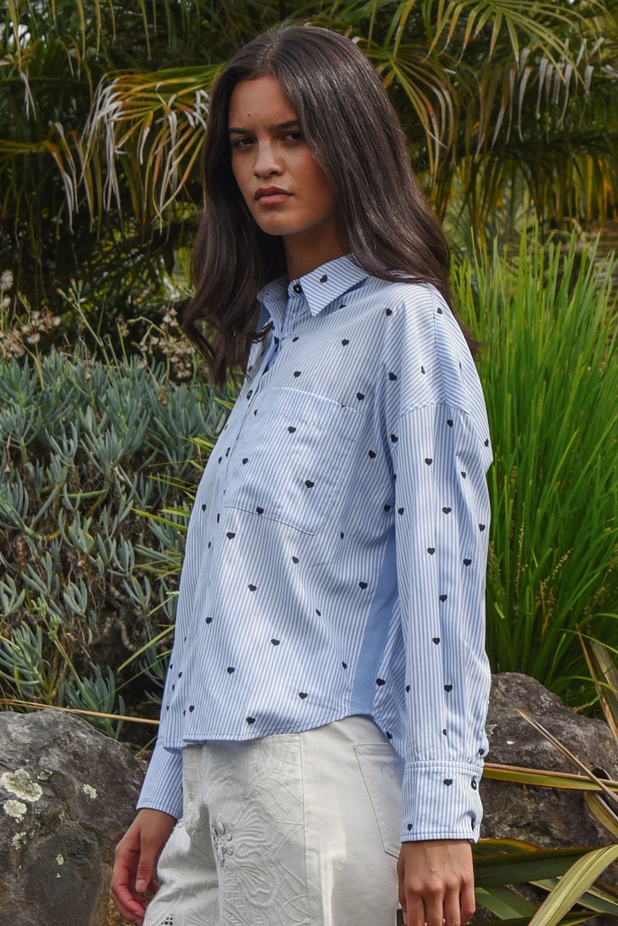 Heart Line Shirt-  Blue