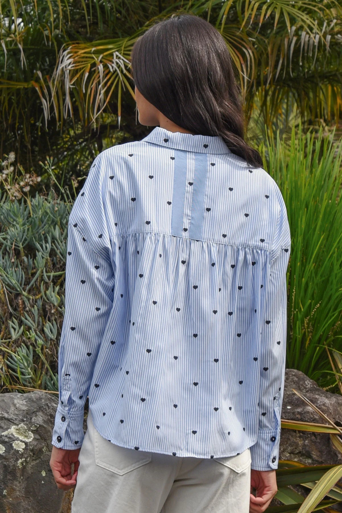 Heart Line Shirt-  Blue