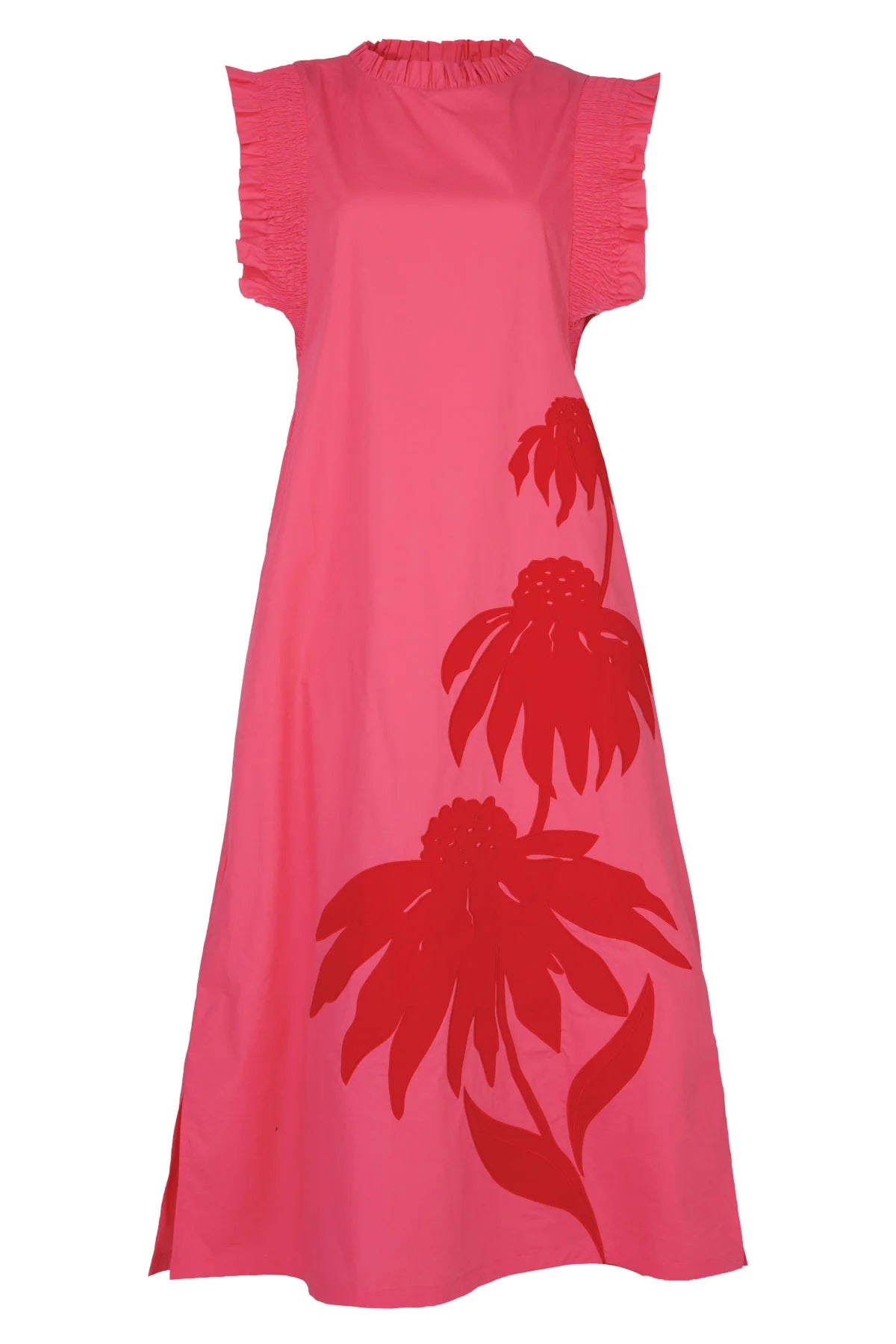 Three-Mendous Blooms Dress-Pink & Red