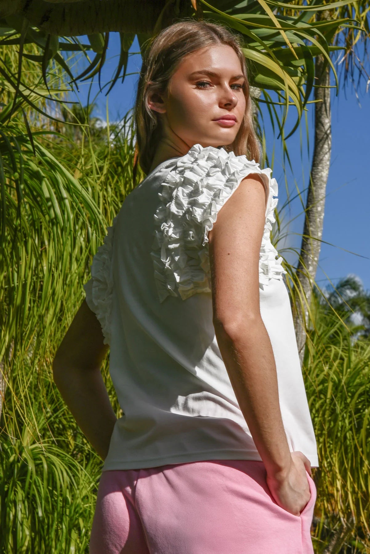 Ruffle Energy T-Shirt - White