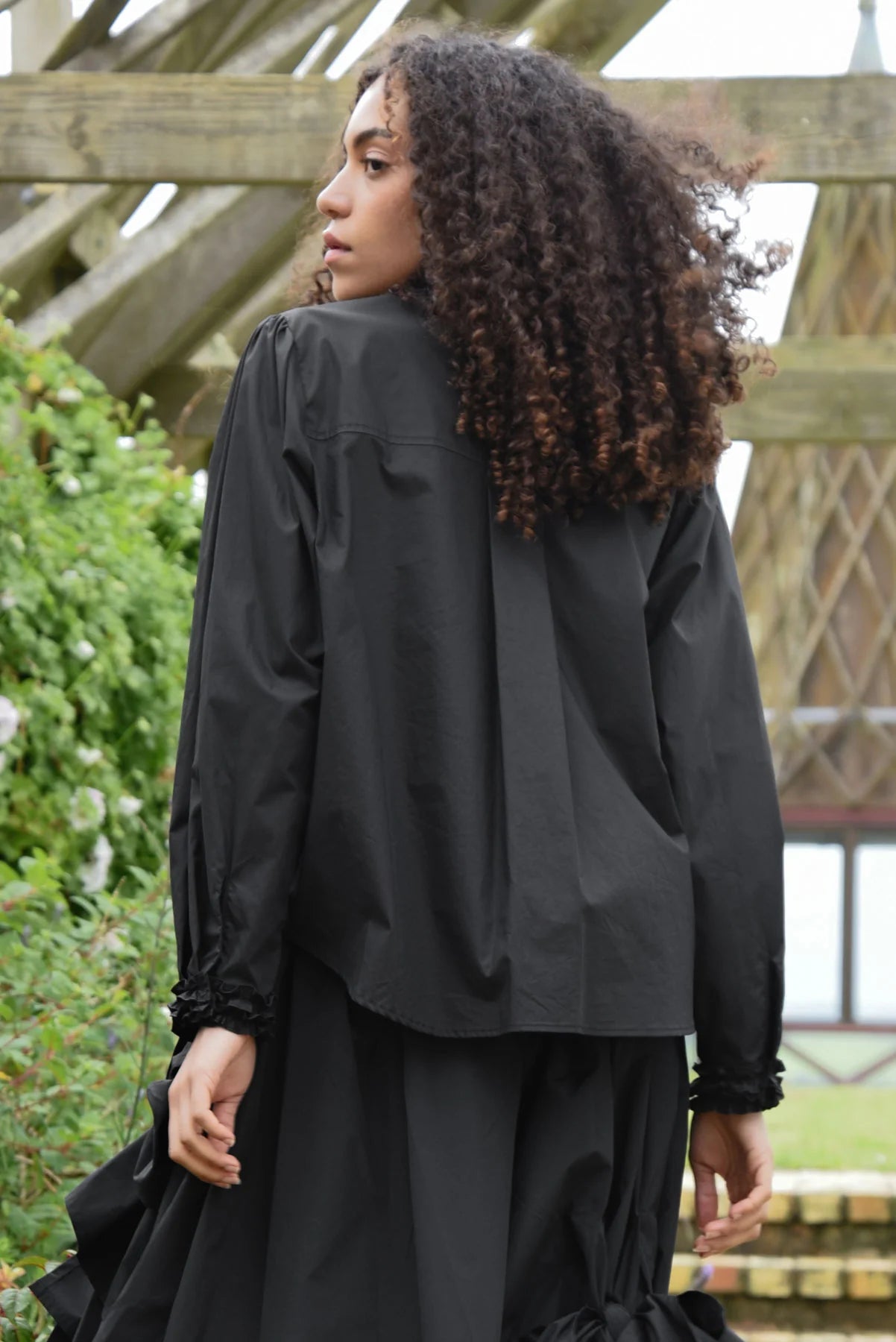 Pressed for Frill Shirt- Black - Presence Hamilton