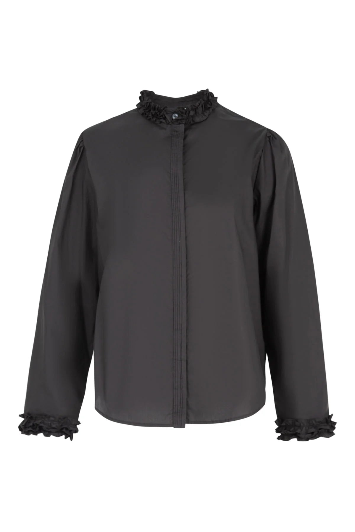 Pressed for Frill Shirt- Black - Presence Hamilton