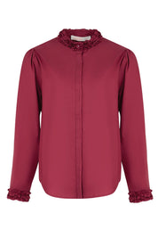 Pressed for Frill Shirt- Maroon - Presence Hamilton