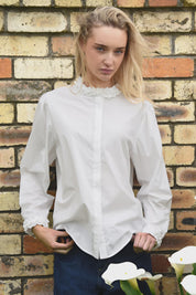 Pressed for Frill Shirt- White - Presence Hamilton