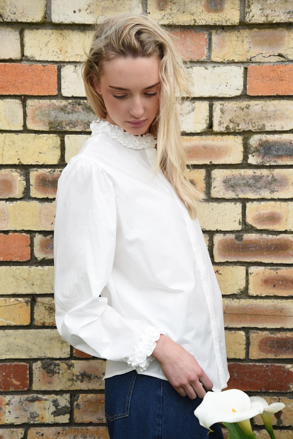 Pressed for Frill Shirt- White - Presence Hamilton