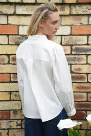 Pressed for Frill Shirt- White - Presence Hamilton