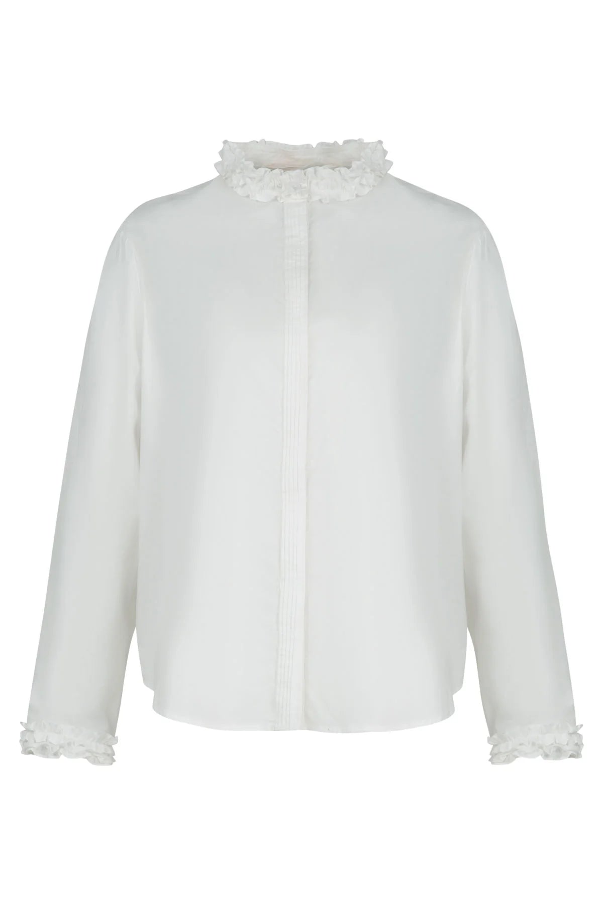 Pressed for Frill Shirt- White - Presence Hamilton