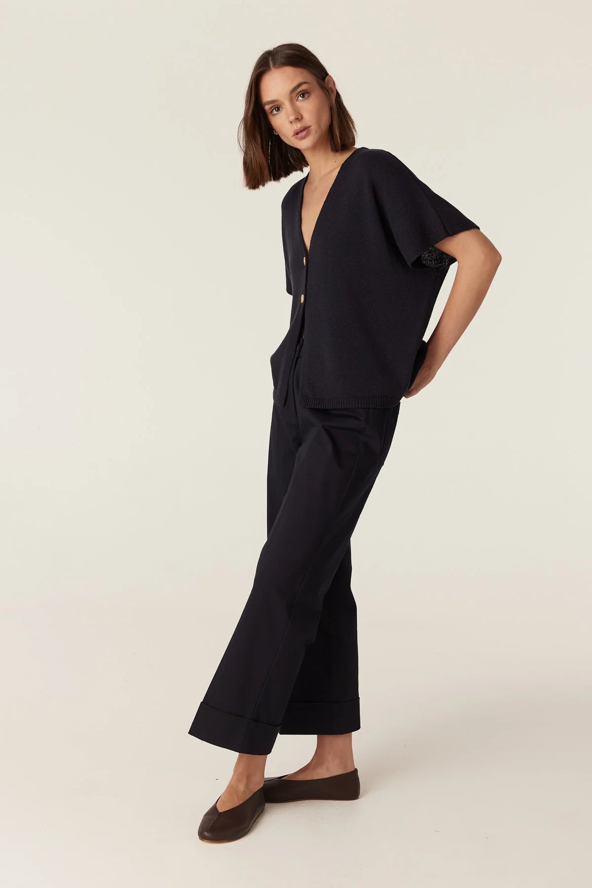 Flax Relaxed Top - Navy
