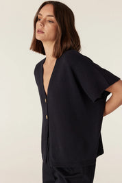 Flax Relaxed Top - Navy