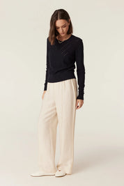 Cotton Cashmere Crew Jumper- Navy