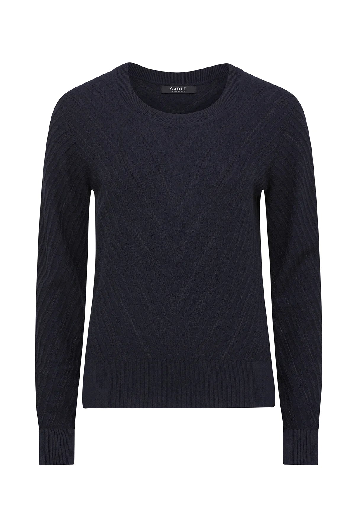 Cotton Cashmere Crew Jumper- Navy