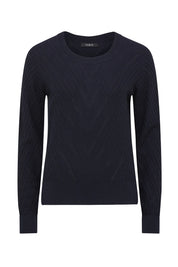 Cotton Cashmere Crew Jumper- Navy