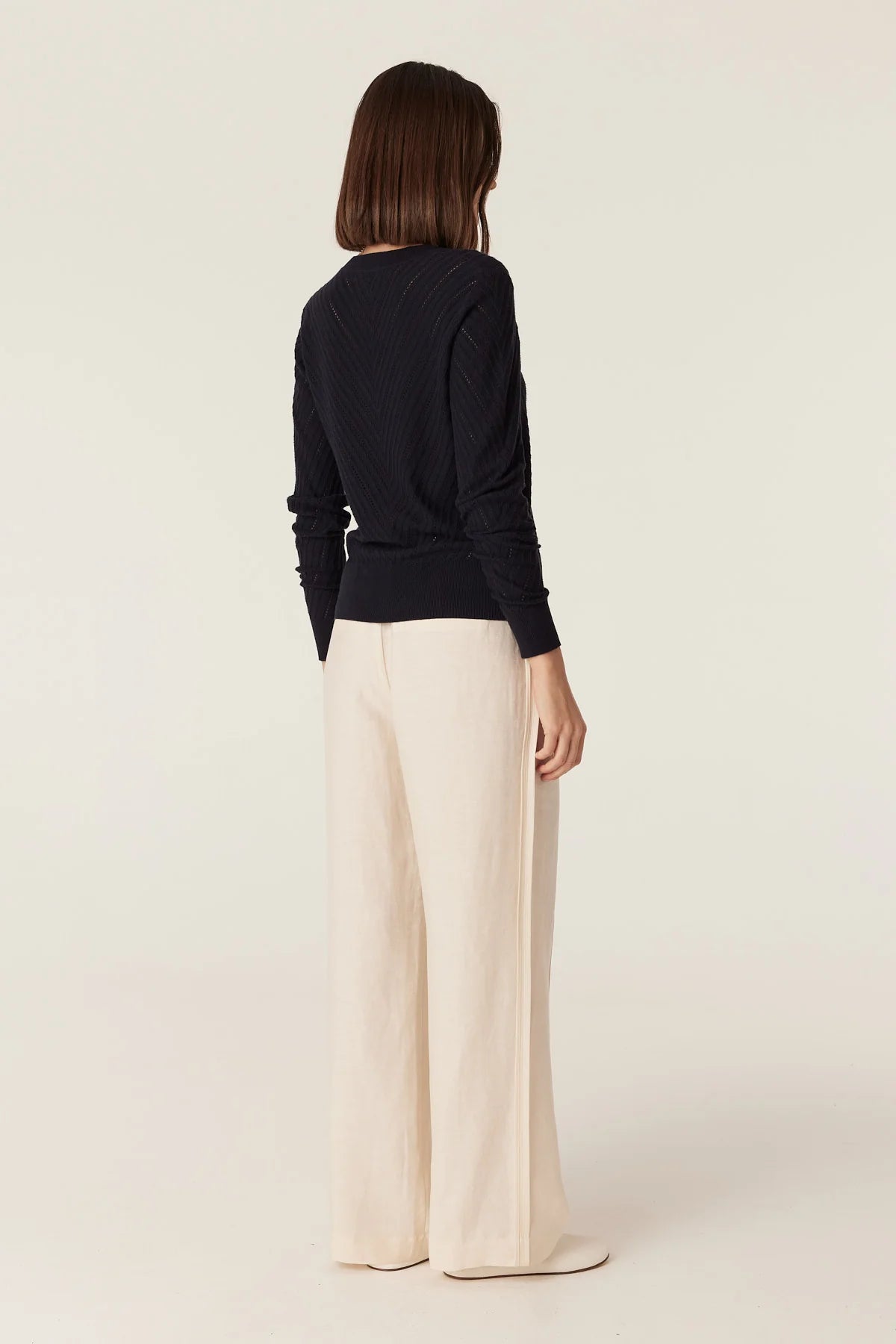 Cotton Cashmere Crew Jumper- Navy