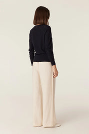 Cotton Cashmere Crew Jumper- Navy