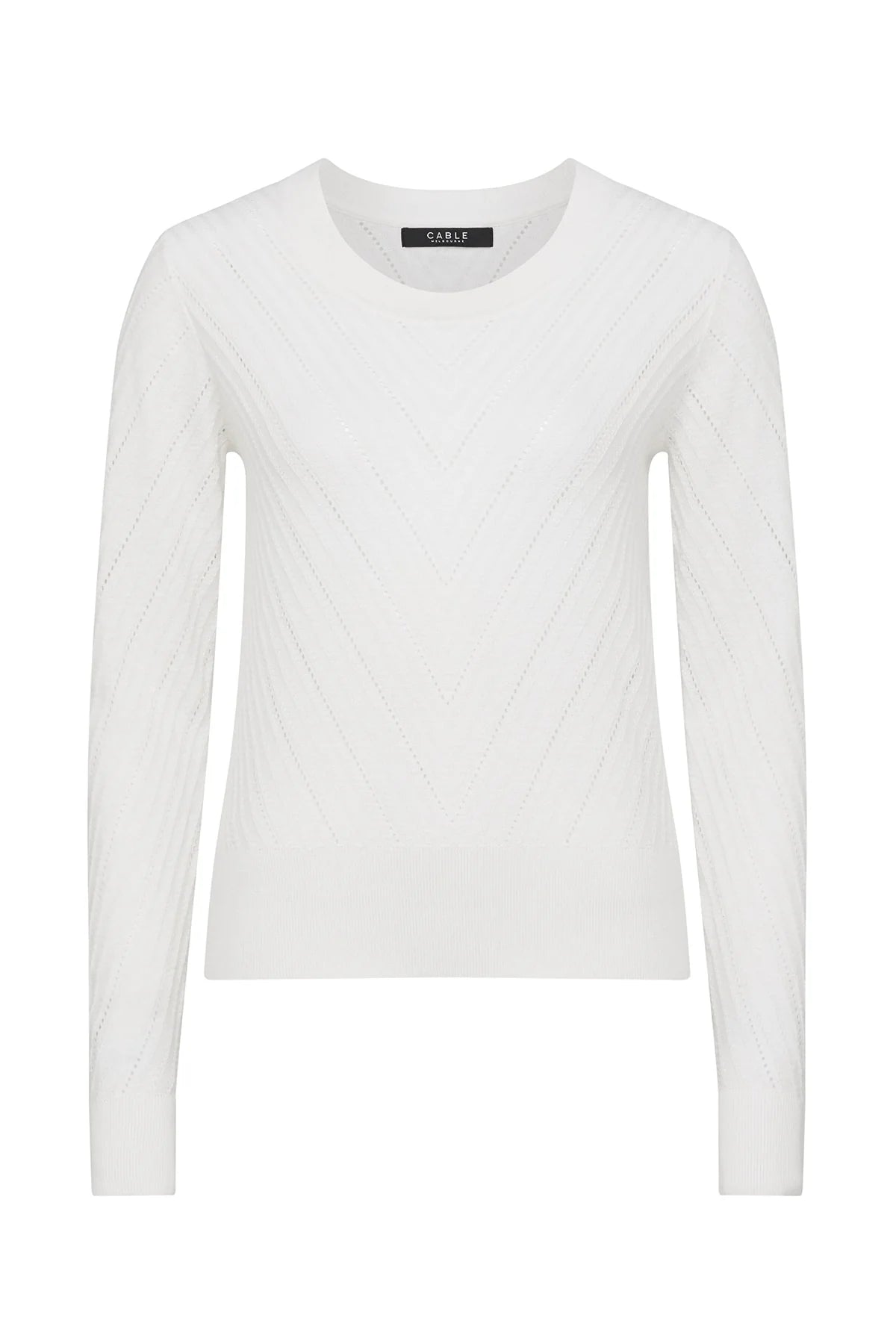 Cotton Cashmere Crew  Jumper - White